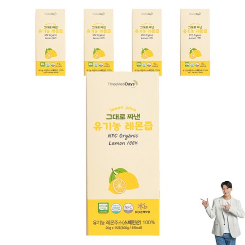 트리밀데이즈 그대로 짜낸 유기농 레몬즙 15p, 300g, 5개