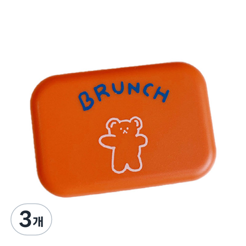 브랜드미 귀여운 곰 렌즈케이스, 오렌지 베어, 3개
