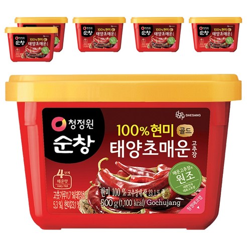 청정원순창 태양초 매운고추장 골드, 500g, 6개