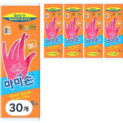 마미손 고무장갑, 핑크, 소(S), 30개