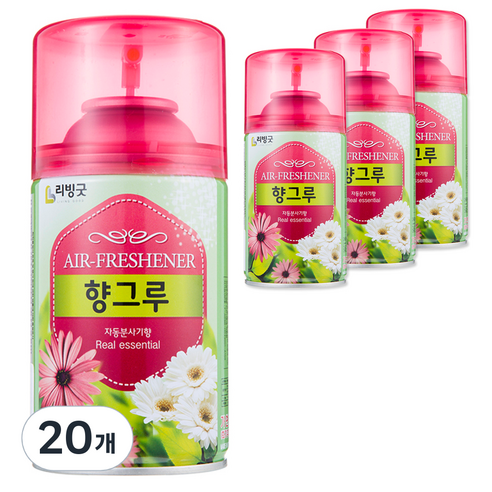 리빙굿 향그루 캔 자동분사기 헤이즐럿향 방향제 본품, 280ml, 20개, 커피향