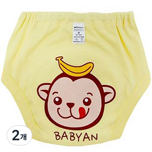 베이비앙 배변훈련팬티, 원숭이엘로우, 2개