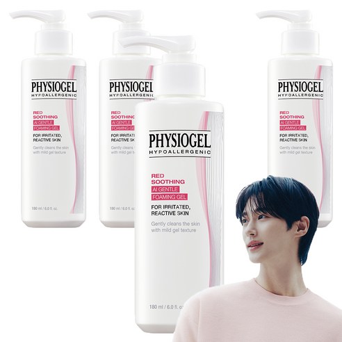 피지오겔 레드 수딩 에이아이 젠틀 포밍 젤 클렌징젤, 180ml, 4개