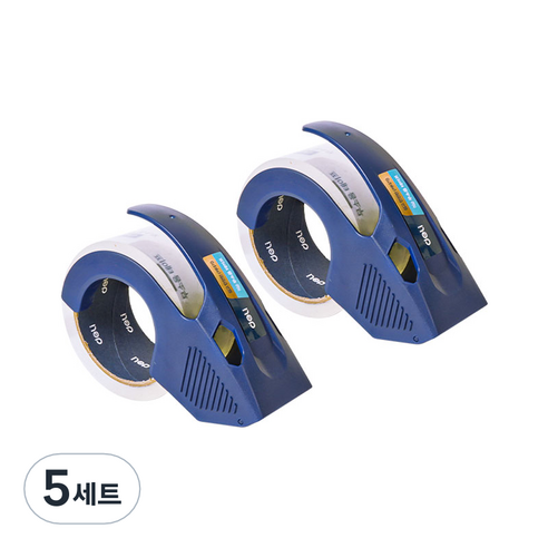 델리 무소음 안전칼날 테이프 커터기 2p + 박스테이프 48mmx40m 2p, 투명, 5세트