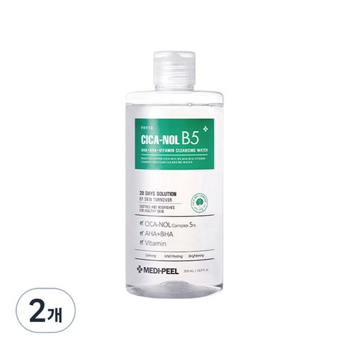 메디필 피토 시카놀 B5 아하 바하 비타민 카밍 미셀라 클렌징 워터 대용량, 500ml, 2개