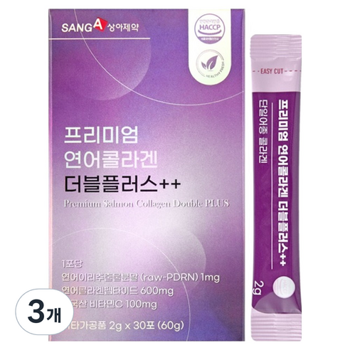 상아제약 프리미엄 연어콜라겐 더블플러스 30p, 3개, 30회분