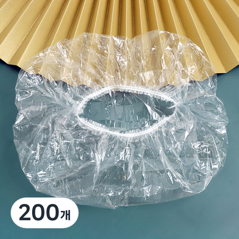 일회용 비닐 헤어캡, 투명, 200개