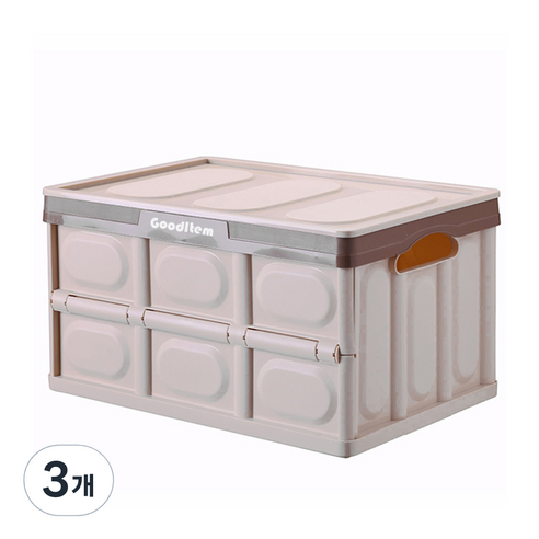 굿아이템 폴딩 리빙박스 56L, 브라운베이지, 3개