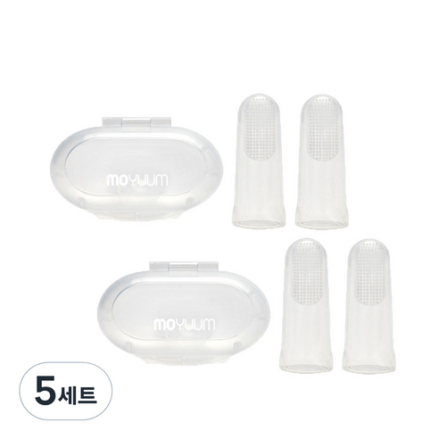 모윰 실리콘 손가락 칫솔 4p + 케이스 2p 세트, 투명, 4개입, 5세트