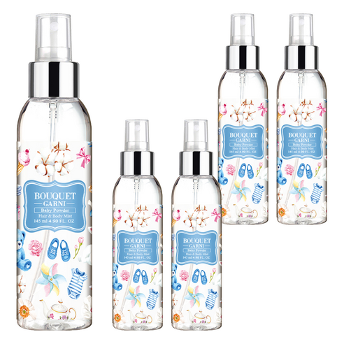 부케가르니 프래그런스드 헤어 앤 바디미스트 베이비파우더, 145ml, 5개