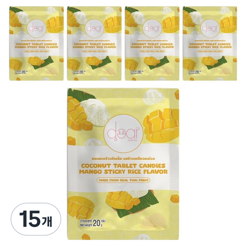 디어스낵 코코넛 태블릿 캔디 망고 스티키 라이스 맛, 20g, 15개