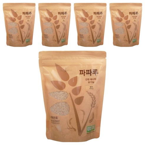 파파루 간편레시피 유기농 쌀가루 현미 중간입자 이유식 중기, 400g, 5개
