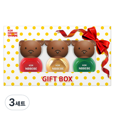 엔비베베 어린이 화장품 유아매니큐어 3종 네일 컬러 선물세트, 비비드레드 + 블링골드 + 비비드그린, 3개