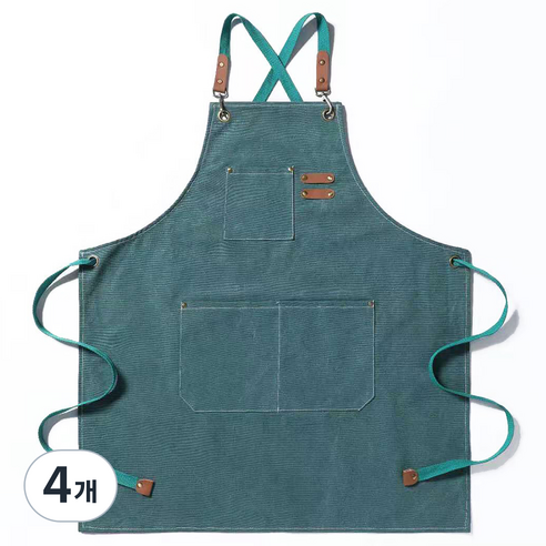 금깨비 바리스타 앞치마, 그린, 4개