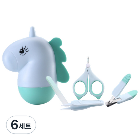 라이프투비 유아용 동물 캐릭터 손톱깎이 세트, 유니콘 블루, 6세트