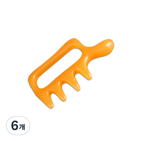 라이프포인트 괄사 지압 마사지기, 6개, 오렌지(작은빗)
