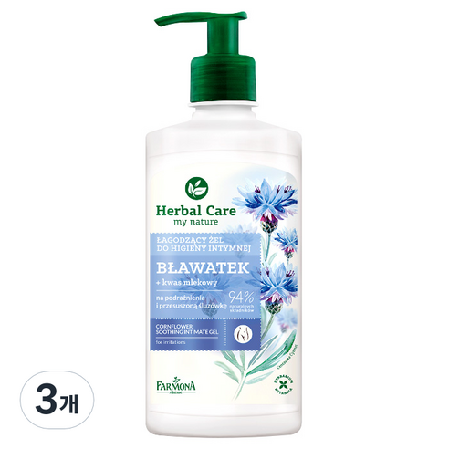 파모나 허벌케어 콘플라워 인티메이트 겔 여성청결제, 330ml, 3개