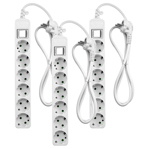 모노케어 안전 접지 멀티탭 6구 DH-2062NT, 1.5m, 화이트, 3개