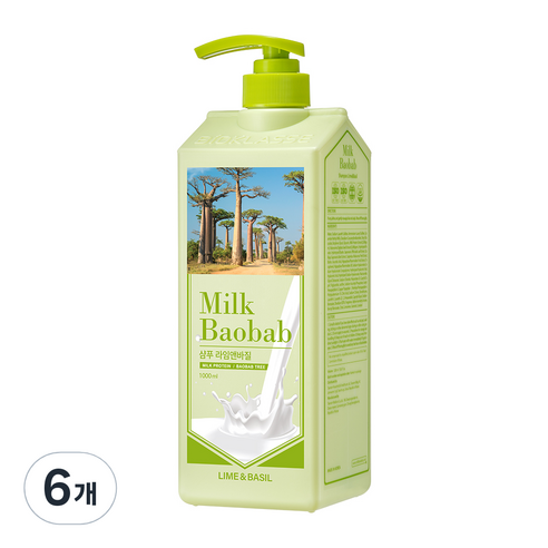 밀크바오밥 라임앤바질 샴푸, 1000ml, 6개