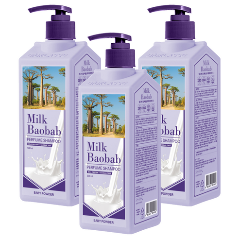 밀크바오밥 퍼퓸샴푸 베이비파우더향, 500ml, 3개