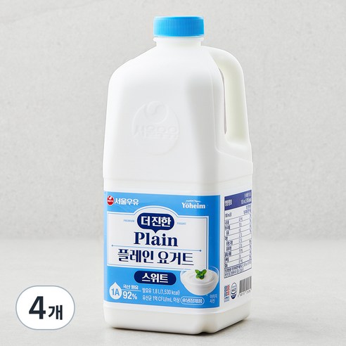 서울우유 더 진한 스위트 플레인 요거트, 1800ml, 4개