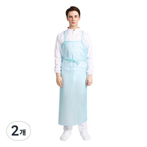 웰프런 우레탄 방수앞치마 H형 특대, 반투명 스카이블루, 2개