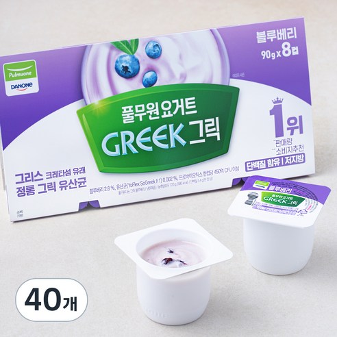 풀무원다논 그릭 블루베리 요거트, 90g, 40개입