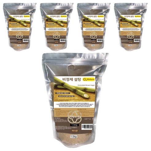 미다온 비정제 설탕, 1.5kg, 5개