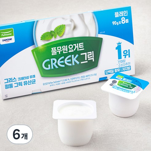 풀무원다논 그릭 플레인 요거트, 90g, 8개입, 6개