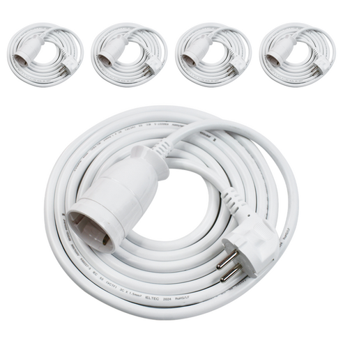 원스탑 고용량 이동형 연장선 1구, 2m, 화이트, 5개