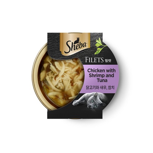 쉬바 어덜트 고양이 필렛 습식사료, 닭+새우+참치, 60g, 16개