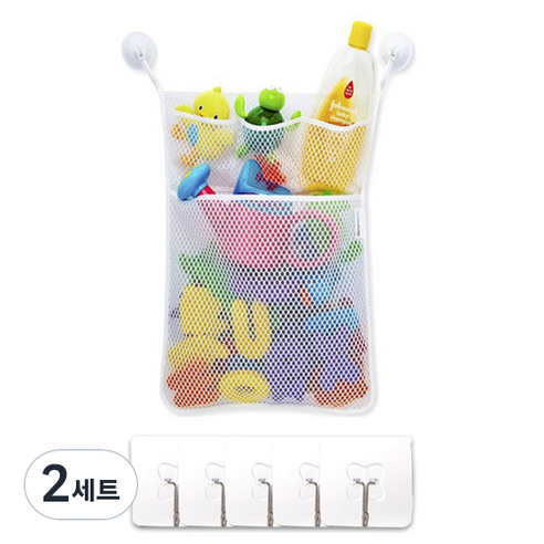 리빙듀오 장난감 정리 그물망 + 매직후크 5p, 2세트