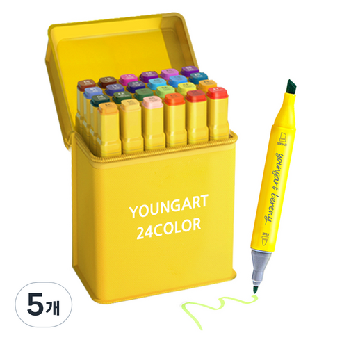YOUNGART BERENEY 천케이스 마카, 24색, 5세트