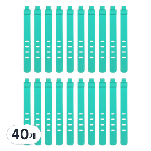 일상숲 실리콘 스트랩 케이블 타이, 그린, 40개