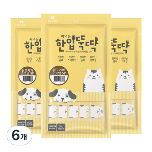 한입뚝딱 짜먹는 반려동물 간식 5p, 닭고기 + 코코넛 혼합맛, 6개