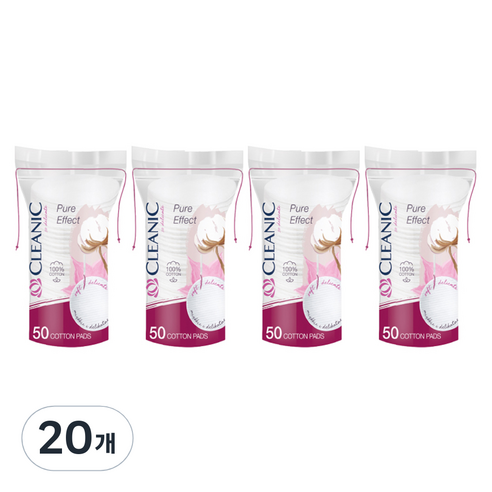 클레아닉 Pure Effect 소프트 터치 화장솜, 50개입, 20개