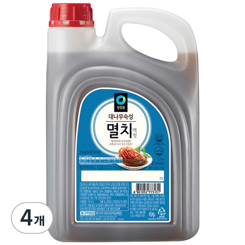 청정원 남해안 멸치 액젓, 3kg, 4개