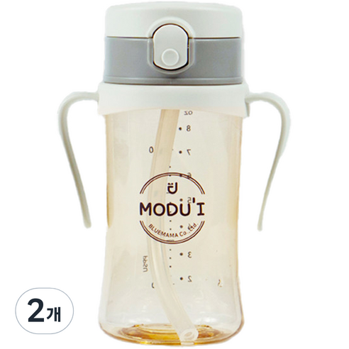 블루마마 모두아이 리뉴얼 원터치 빨대컵 260ml, 크림, 2개