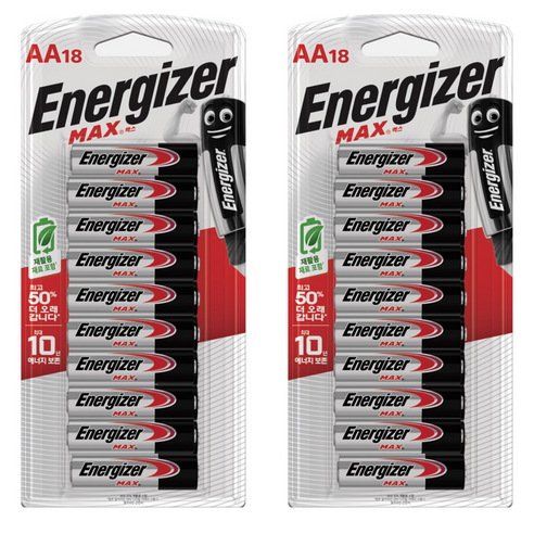에너자이저 맥스 AA 건전지, 18개입, 2개
