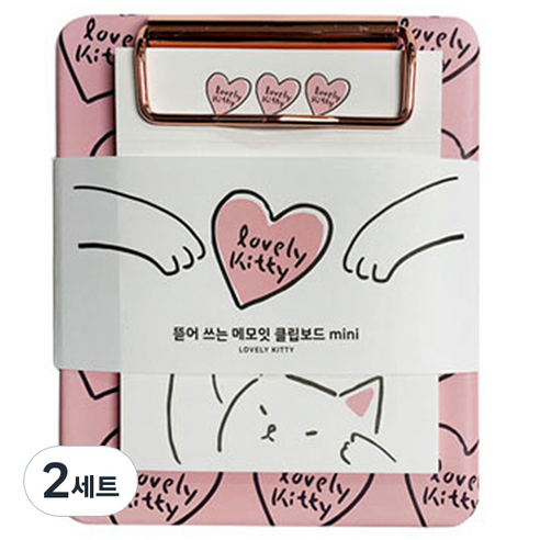 랑캣몰 부리 뜯어쓰는 메모잇 75 x 95 mm + 미니 클립보드 100 x 120 mm, 러블리키티, 2세트
