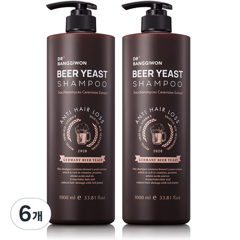 닥터방기원 맥주 효모 탈모증상 완화 샴푸, 1000ml, 6개