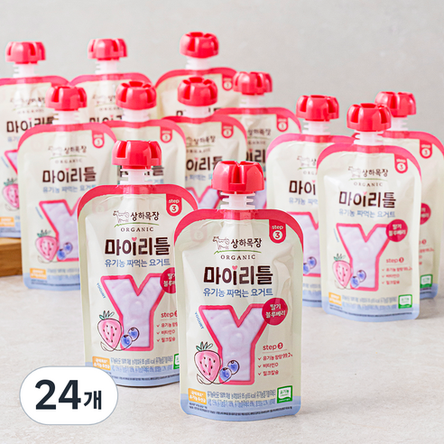 상하목장 유기농 인증 마이리틀 짜먹는 요구르트 딸기블루베리, 85g, 1개입, 24개