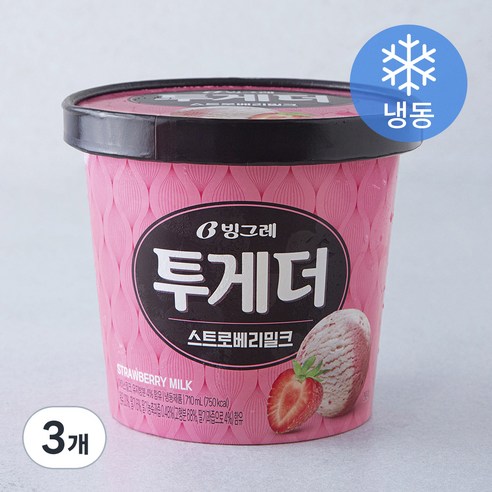 빙그레 투게더 스트로베리밀크 아이스밀크 (냉동), 710ml, 1개입, 3개