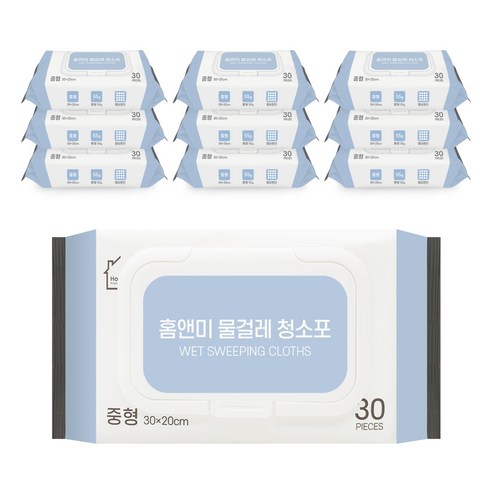 홈앤미 물걸레 청소포 캡형 30매, 10팩
