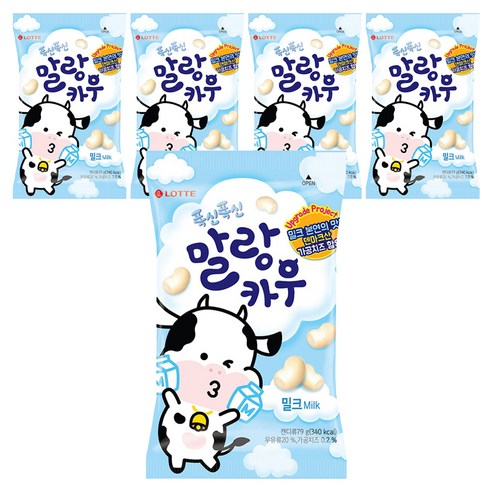 롯데웰푸드 폭신폭신 말랑카우 밀크, 79g, 5개