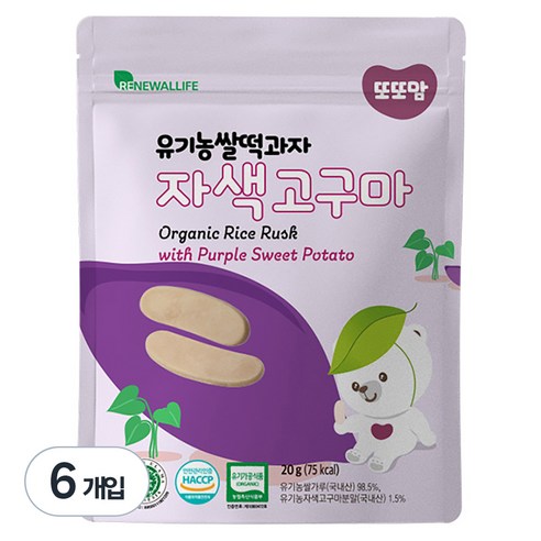 또또맘 유기농 쌀떡과자 20g, 6개