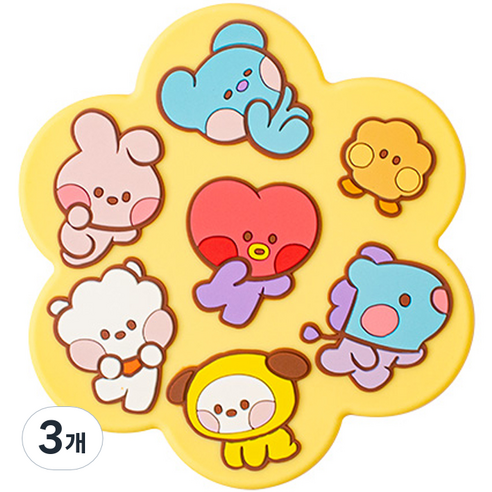 BT21 실리콘 손거울, 옐로우, 3개