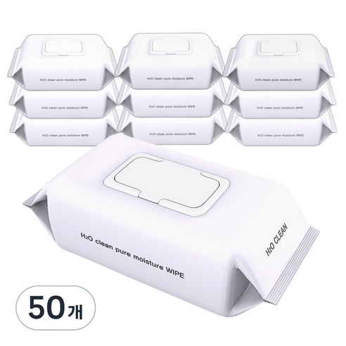 H2O클린 초순수 엠보싱 물티슈 캡형, 50g, 100매, 50개