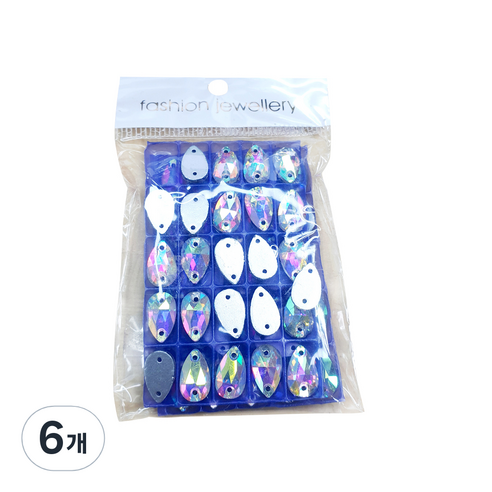 비즈라이프 쏘온스톤 물방울AB 10 x 7 mm 50p, 혼합색상, 6개
