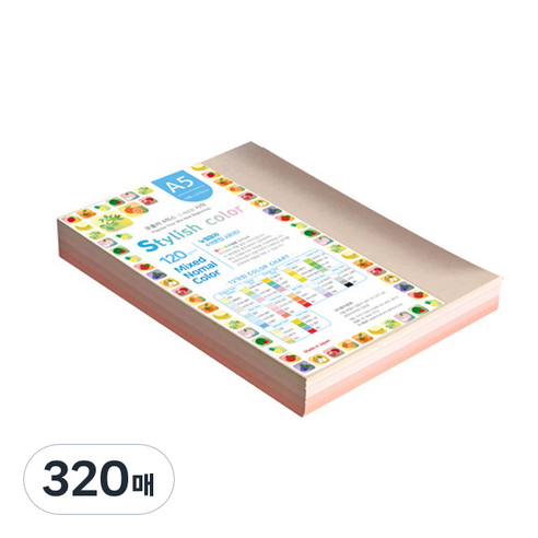 종이문화 스타일리쉬 시즌칼라 색지 혼합 341 SN-Pink Tone 120g, A5, 320매